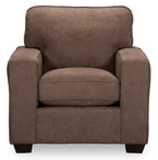 Fauteuil en tissu chenille 36.5 avec accoudoirs droits – Marron Moka