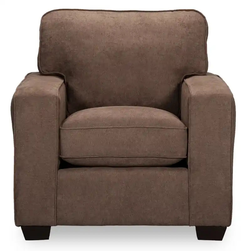 Fauteuil en tissu chenille 36.5 avec accoudoirs droits – Marron Moka