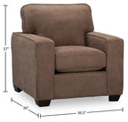 Fauteuil en tissu chenille 36.5 avec accoudoirs droits – Marron Moka