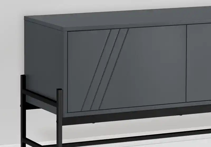 Meuble TV moderne 59 po avec rangement et gestion des câbles pour téléviseurs jusqu'à 65 po - Gris