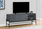 Meuble TV moderne 59 po avec rangement et gestion des câbles pour téléviseurs jusqu'à 65 po - Gris