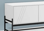 Meuble TV moderne de 59 po avec rangement et gestion des câbles pour téléviseurs jusqu'à 65 po - Blanc