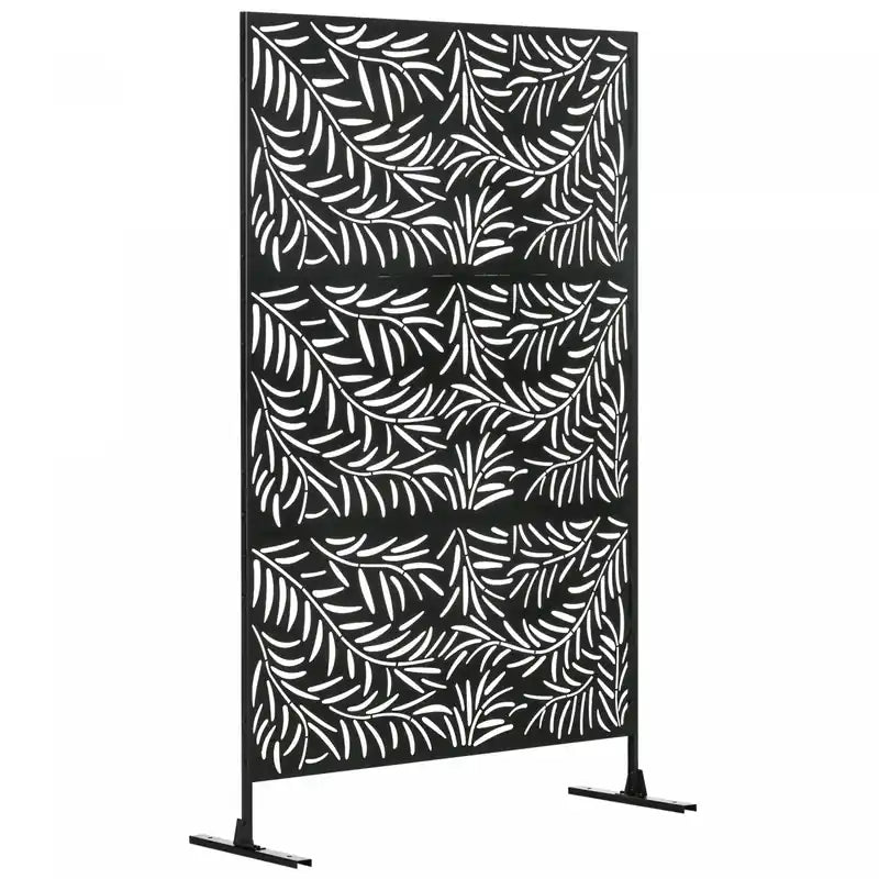 Outsunny Metal Privacy Screen Panel With Expansion Screws Outdoor Divider