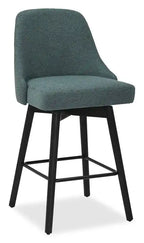 Nash Counter-Height Stool with Swivel Seat & Polyester Fabric, 26.5H, Wood & Metal