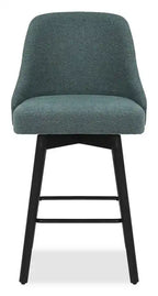 Tabouret de hauteur comptoir avec siège pivotant et tissu en polyester, 26,5H, bois et métal