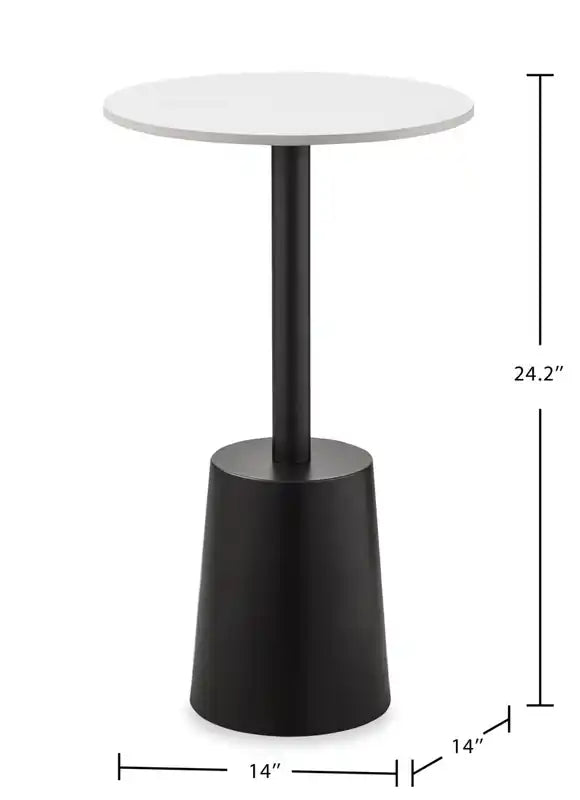Table d'appoint 14 avec plateau en pierre frittée blanche