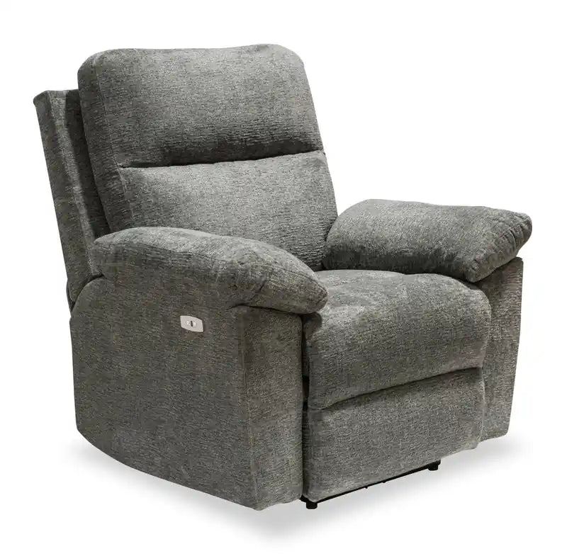 Made in Canada Oliver 40 Chenille Fabric Power Reclining Chair with USB Port - Addison Pewter Grey