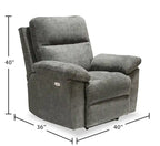 Fauteuil inclinable électrique en tissu chenille 40 po avec port USB - Addison gris étain