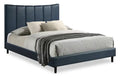Paseo Platform Bed in Navy Vegan-Leather Fabric