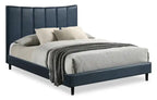 Paseo Platform Bed in Navy Vegan-Leather Fabric