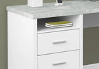 78,75 Bureau d'angle réversible avec 2 tiroirs et rangement - Blanc