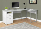 78,75 Bureau d'angle réversible avec 2 tiroirs et rangement - Blanc