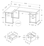 78,75 Bureau d'angle réversible avec 2 tiroirs et rangement - Blanc