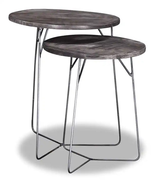 Remmi 18 2-Pack Nesting Accent Tables - Sand grey and gun metal grey