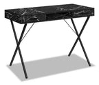 Rowan 42 Office Desk with 2-Drawers & Cubbyhole - Black Marble-Look