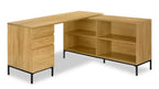 Sean 60 L-Shaped Office Desk with 3-Drawers & 4 Cubbies