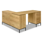Bureau d'angle en L de 152 cm avec 3 tiroirs et 4 compartiments