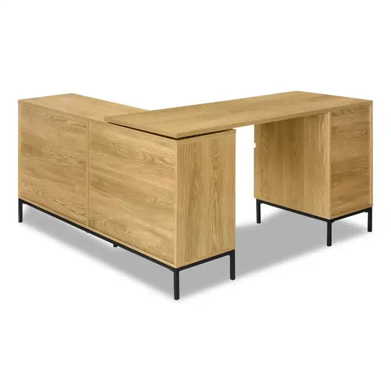 Bureau d'angle en L de 152 cm avec 3 tiroirs et 4 compartiments