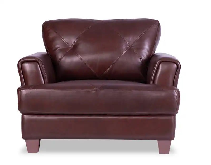 44 Cuir véritable avec surpiqûres à motif losanges et pieds en bois – Vert écume de mer