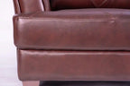 44 Cuir véritable avec surpiqûres à motif losanges et pieds en bois – Vert écume de mer