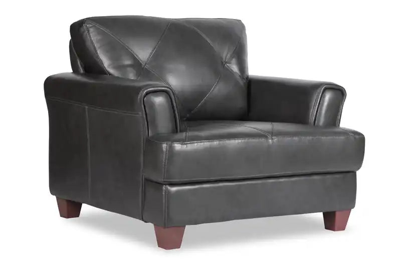 44 Cuir véritable avec surpiqûres à motif losanges et pieds en bois – Vert écume de mer