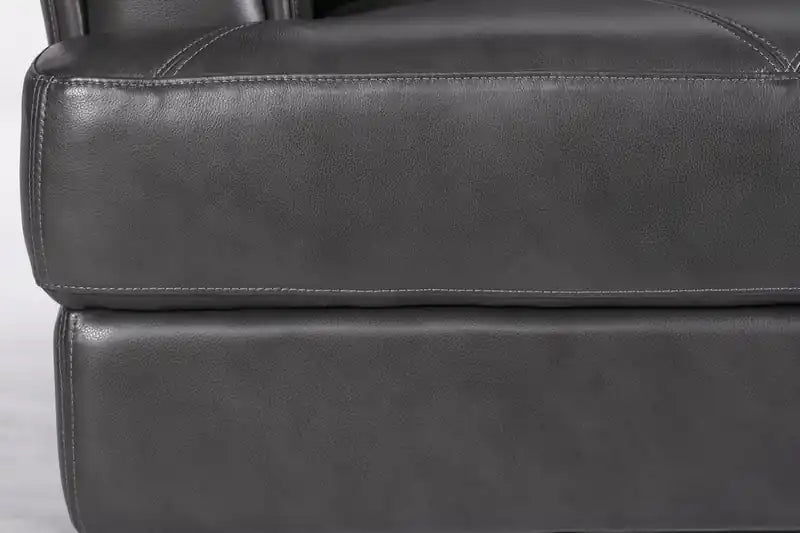44 Cuir véritable avec surpiqûres à motif losanges et pieds en bois – Vert écume de mer
