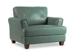 Chateau d'Ax Vita 44 100% Genuine Leather with Diamond Pattern Stitching and Wood Legs - Seafoam Green