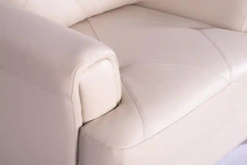 44 Cuir véritable avec surpiqûres à motif losanges et pieds en bois – Vert écume de mer